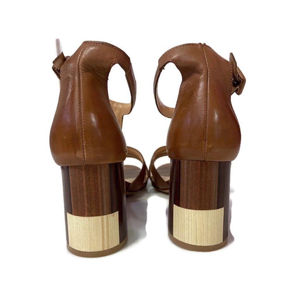 Schutz Leather Wood-Blocked Heels - Picture 3 of 4